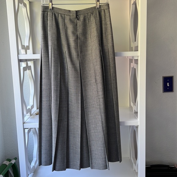 Vintage 90’s Y2K Talbots 100% Wool Houndstooth Plaid Pleated Midi Skirt USA Sz 8 - Picture 2 of 6